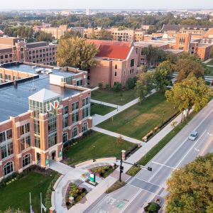 an overhead shot of the University of North Dakota campus